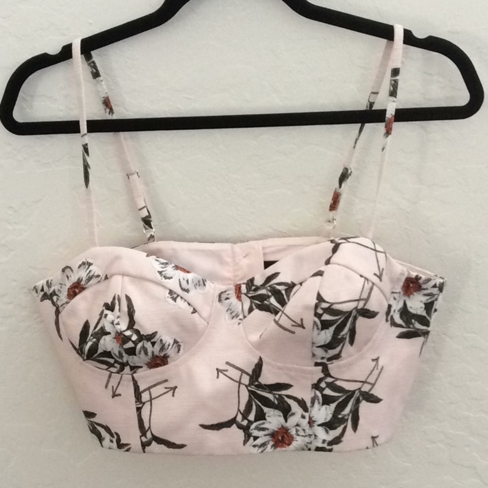 Topshop Pink w/Flowers Crop top. Size US 6.